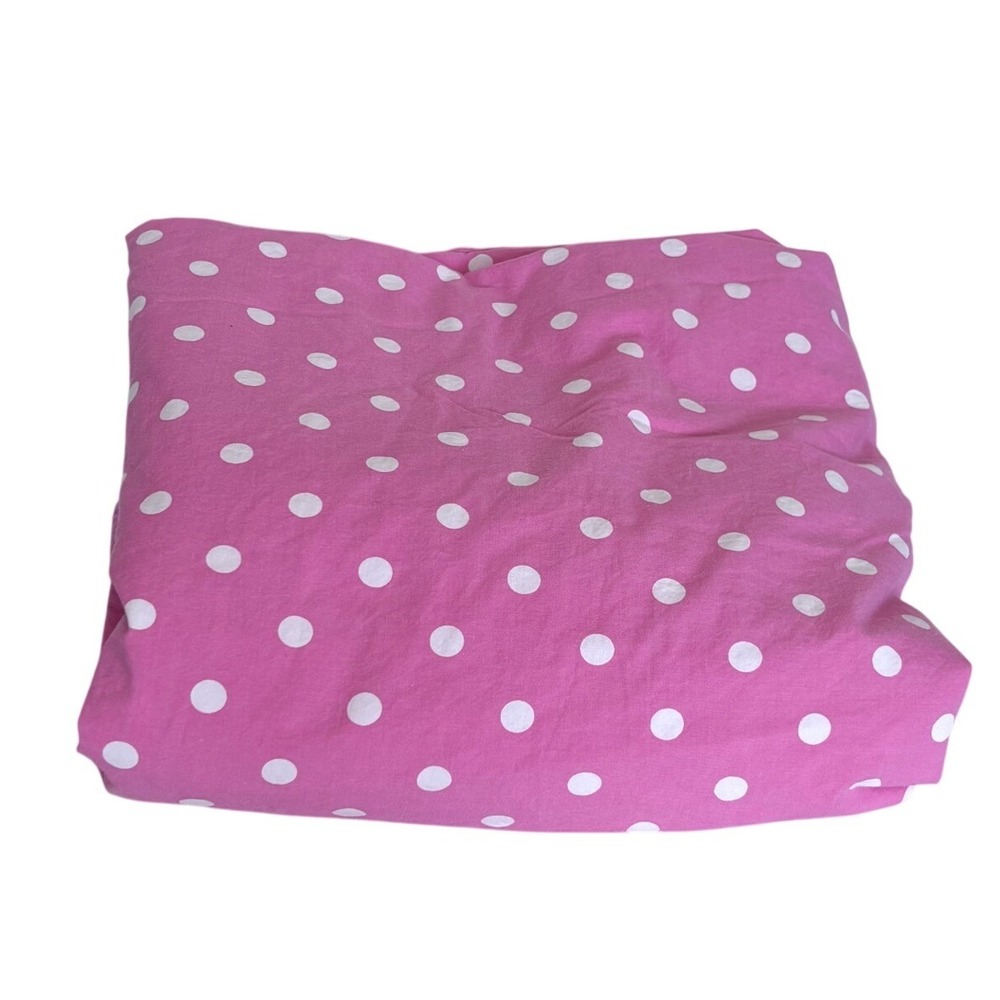 Pottery Barn Pink Polka Dot Full Size Duvet Button Closure 100% Cotton Bedding